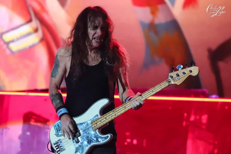 Steve Harris (baixo) e Janick Gers (guitarra), da banda britânica Iron Maiden, em apresentação no Allianz Parque, em São Paulo - Foto 9